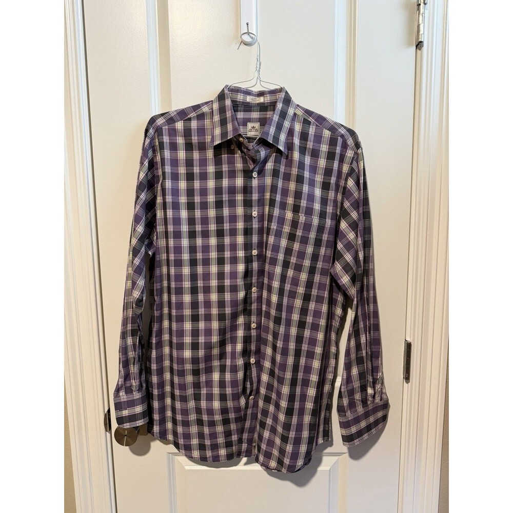 Peter Millar Mens Large Plaid Button Down Shirt Long Sleeve 100% Cotton